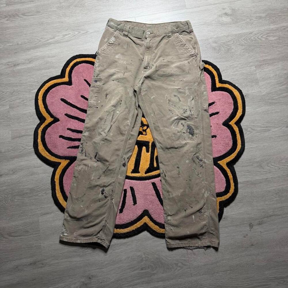 Carhartt Loose Fit Distressed Carpenter Work Pants 34x32 (33x30) Brown
